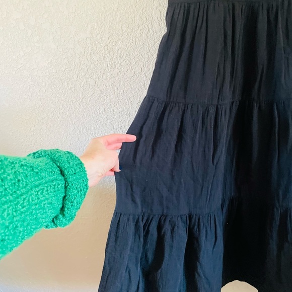 NEVER WORN : J. Crew Black Cotton Tiered Tie Waist Midi Dress NWT - Picture 6 of 13